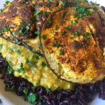 Red Curried Lentil with eggplant and blak rice