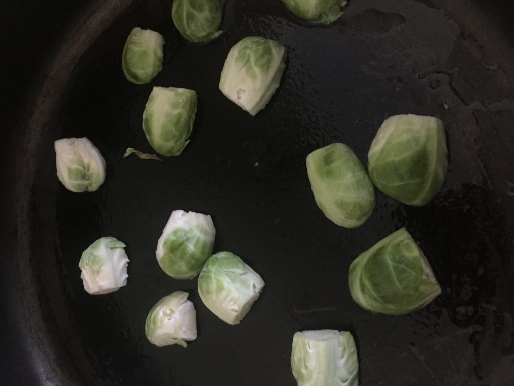 sauteeing brussel sprouts