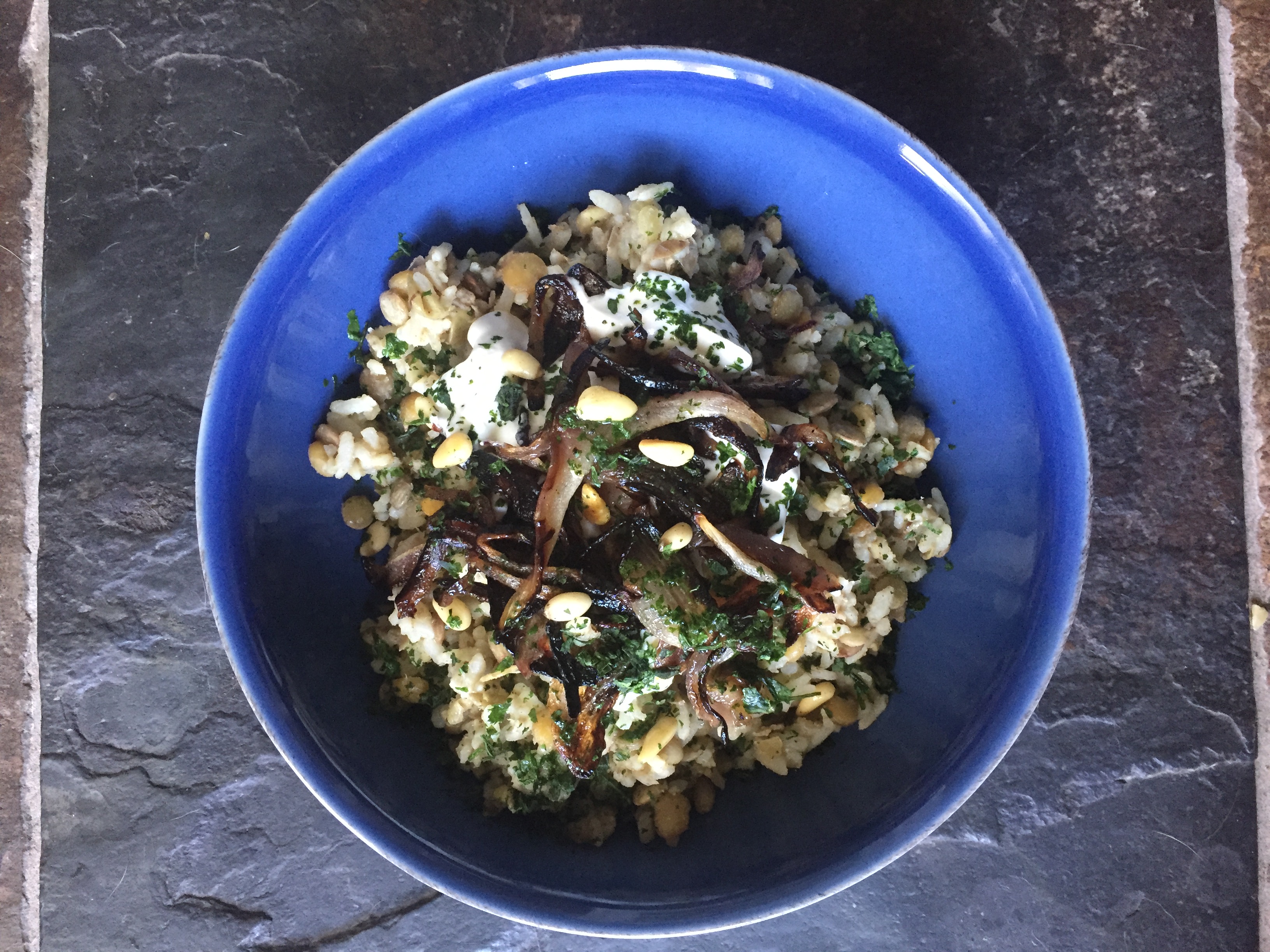 Mujadara Bowl Lebanese Lentils and rice with caramelized onions 2 ...