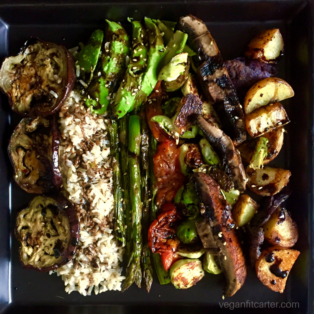 Roasted Veggie Plate with Balsamic Reduction recipe courtesy of Vegan Fit Carter
