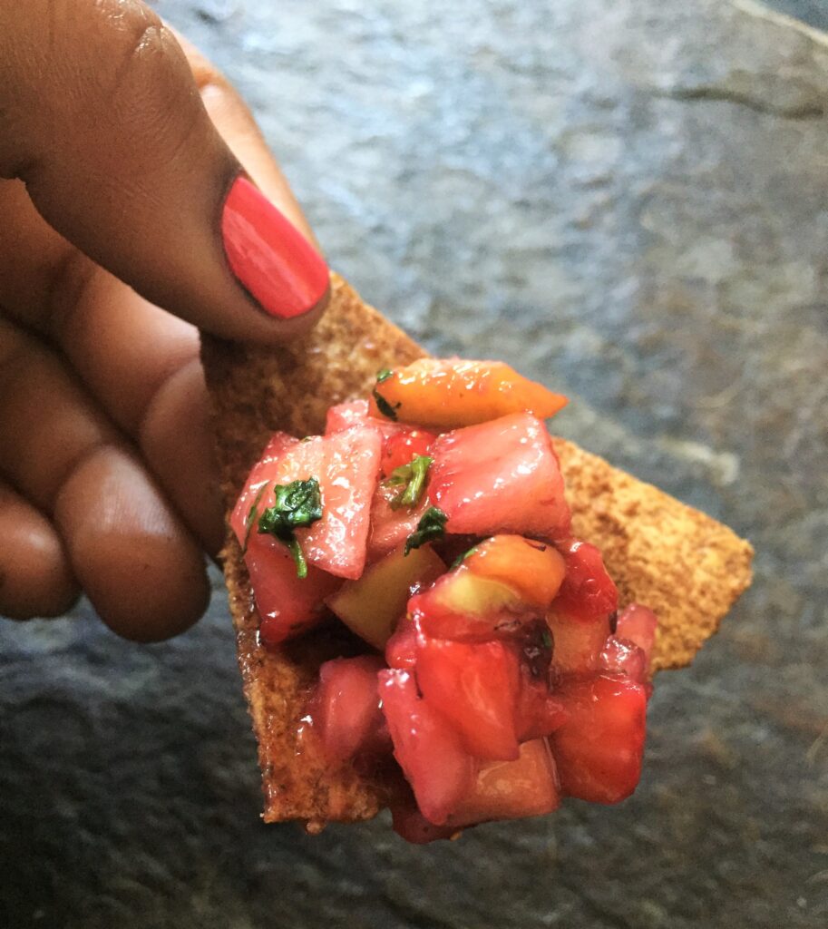 Fruit Salsa with Cinnamon Chip (Gluten Free) recipe courtesy of Vegan Fit Carter