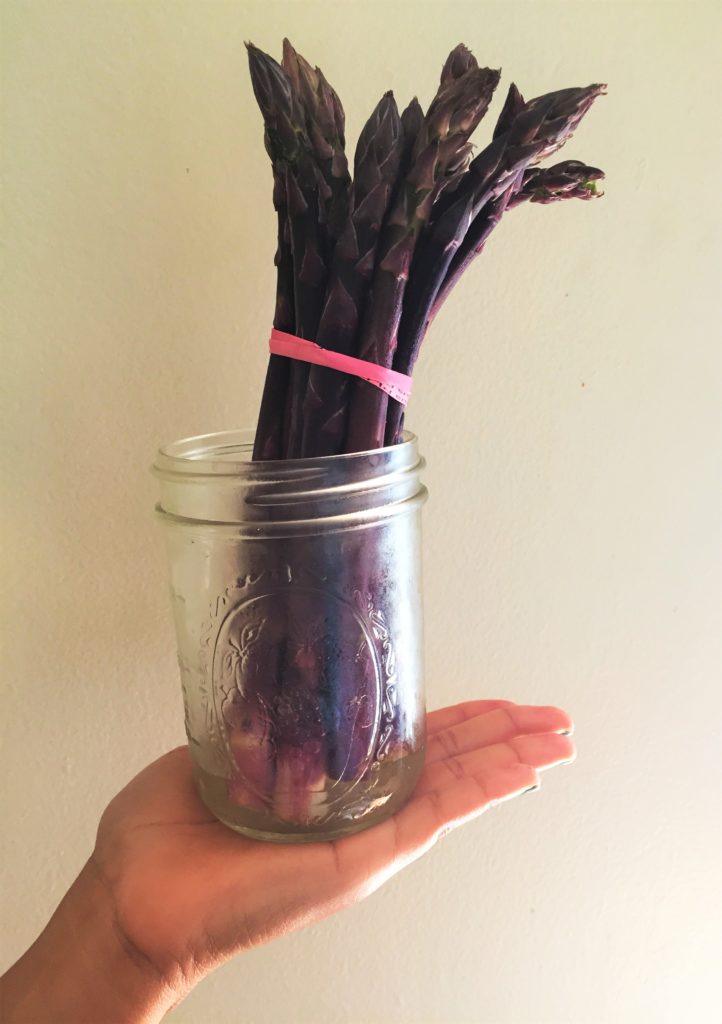 Purple Asparagus in Mason Jar