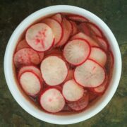 Quick Pickled Radish condiment recipe courtesy of Vegan Fit Carter