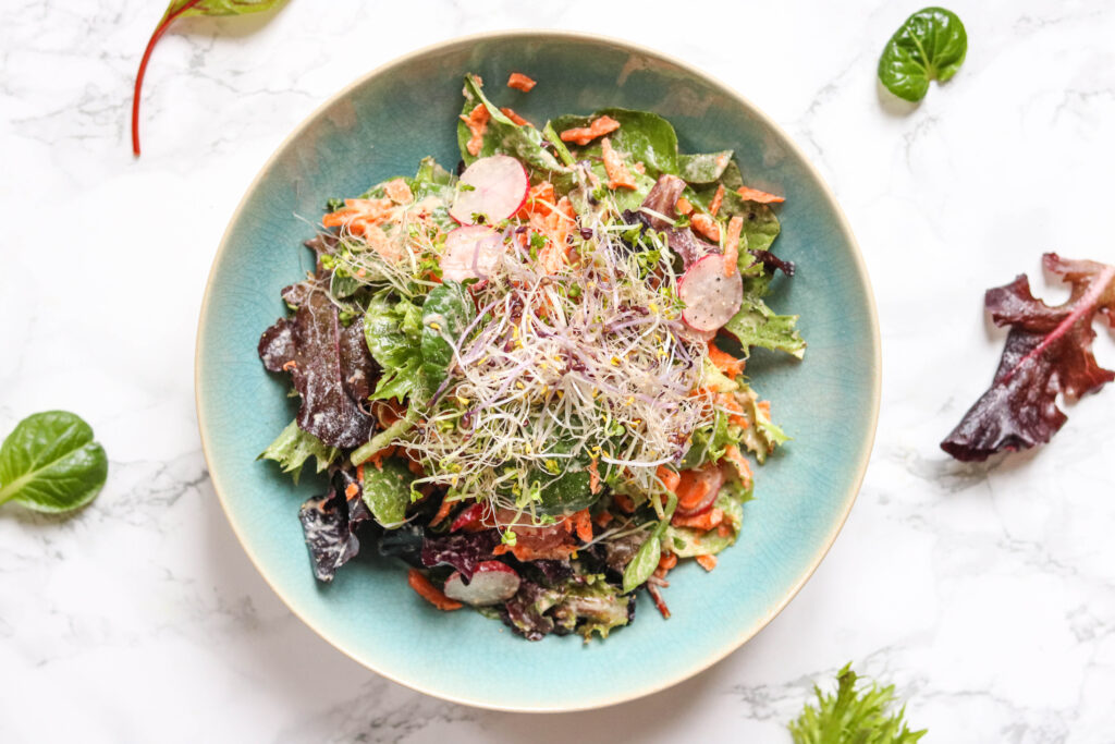Superfood Tahini Salad recipe courtesy of That Green Lyfe  