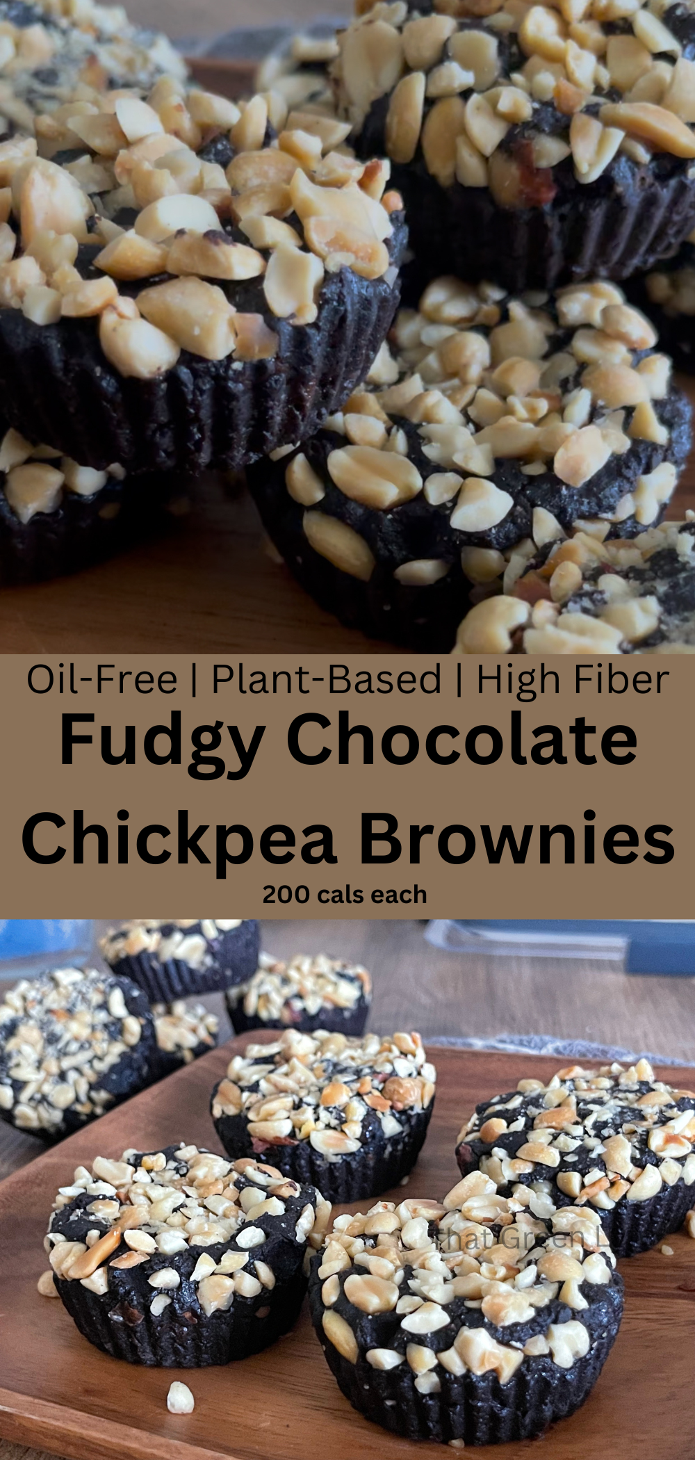 Fudgy Chocolate Chickpea Brownie Pin - That Green Lyfe